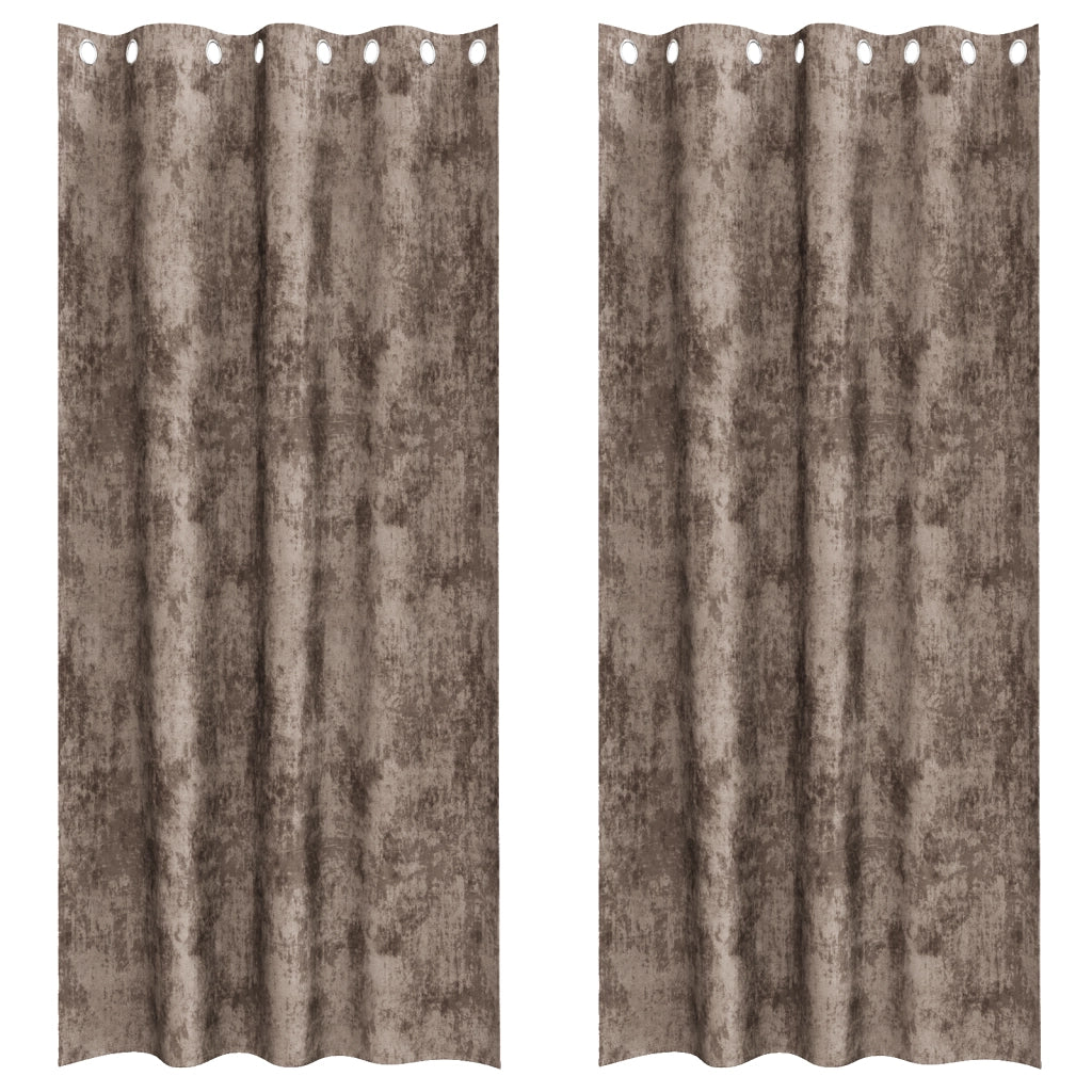 Tende in Velluto 2 pz con Occhielli Cappuccino 245x140 cm