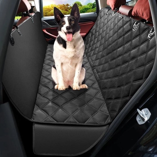 Tappetino per auto 4 in 1 per sedile posteriore con protezione laterale, impermeabile e antiscivolo, 135 x 146 cm, nero