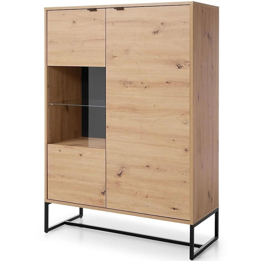 MOBILE VETRINA ARMADIO CREDENZA SOGGIORNO QUERCIA NERO 133x93x39cm AMBER