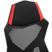 Vinsetto Sedia da Ufficio Ergonomica e Reclinabile con Poggiapiedi, in Tessuto a Rete, 58x63x112-122 cm, Nera e Rossa