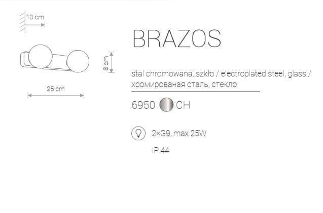 Applique bagno Nowodvorski Brazos cromo vetro IP44 2xG9