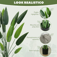 Pianta Artificiale Uccello del Paradiso 20 Foglie da 140 cm con Vaso in PE e PP Verde