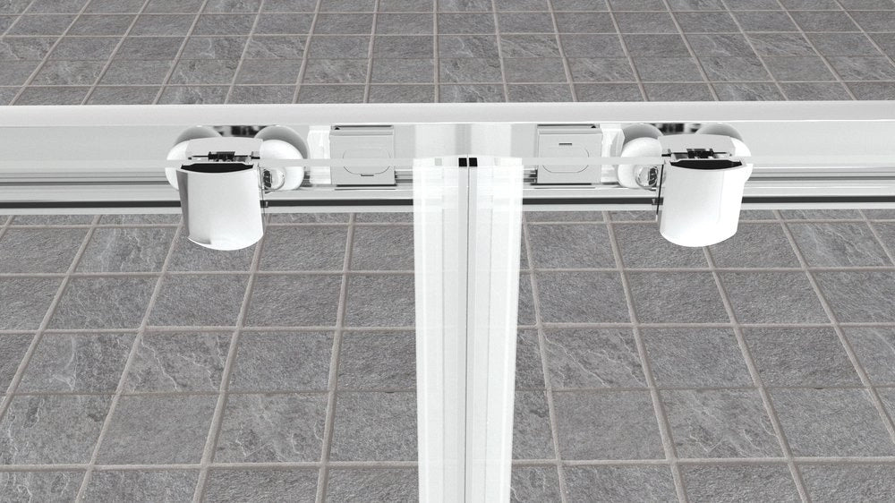 Box Doccia 2 lati 80x150 cm fisso + porta scorrevole apertura centrale H195 cm GAIA Cromato