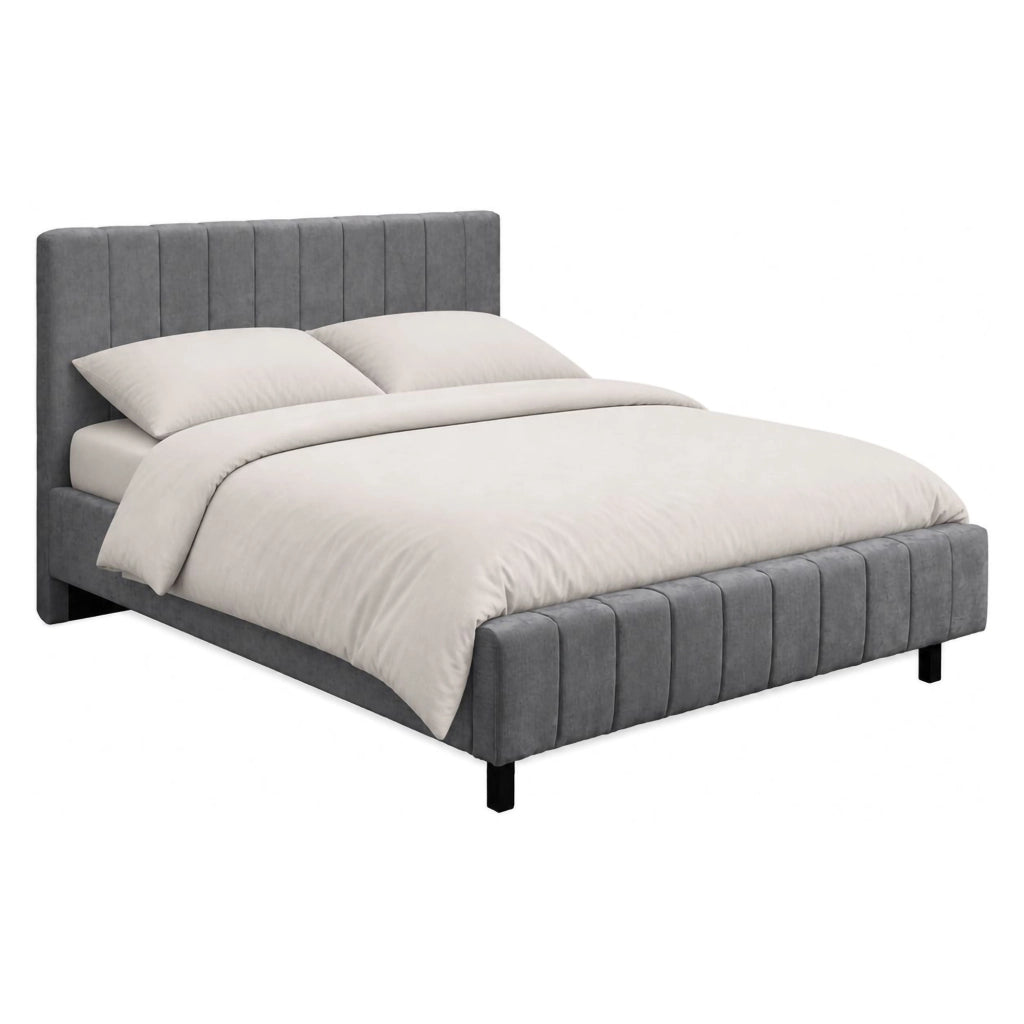 Letto Matrimoniale Exmouth, Letto Matrimoniale Dimensione Materasso 160x200 cm, Grigio