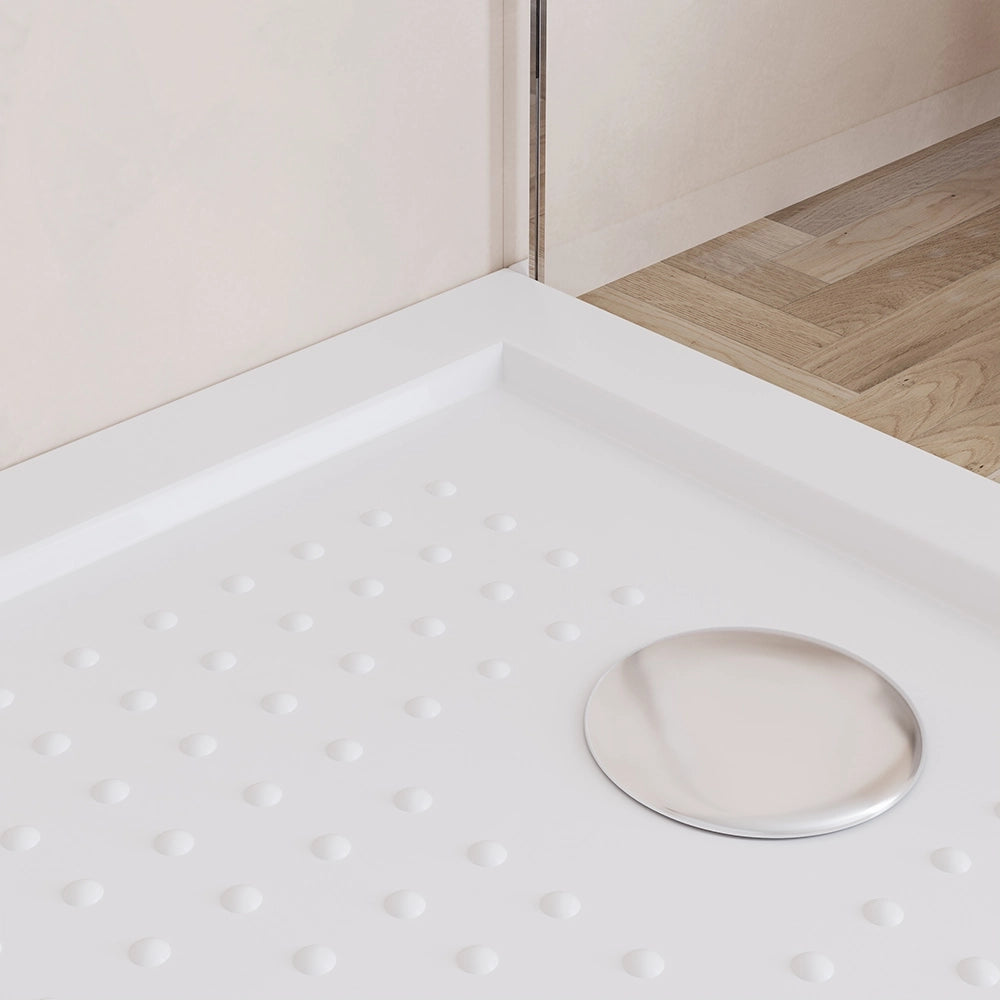 Piatto doccia 80x120 in acrilico bianco lucido design antiscivolo | Tikos