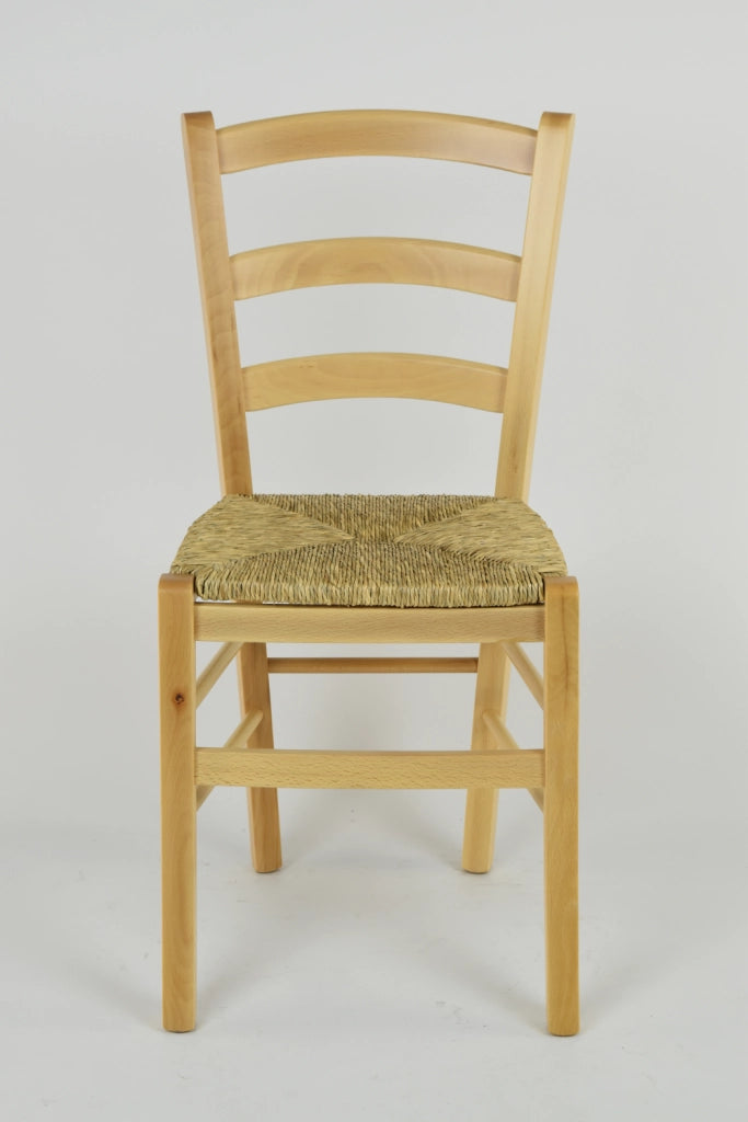 Set 2 Sedie Venice Tommychairs, robusta struttura in legno di faggio verniciata in naturale e seduta in paglia
