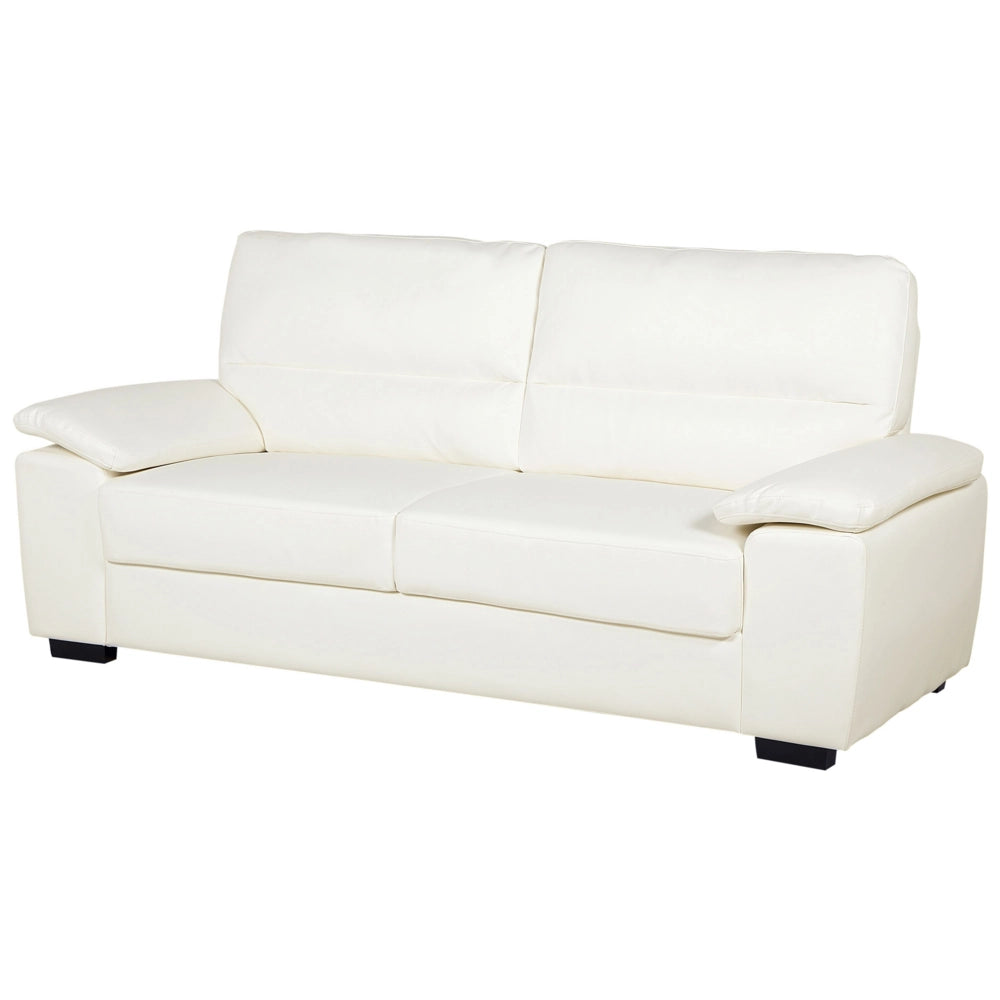 Set divano 3 + 2 posti in ecopelle color bianco sporco da soggiorno stile moderno