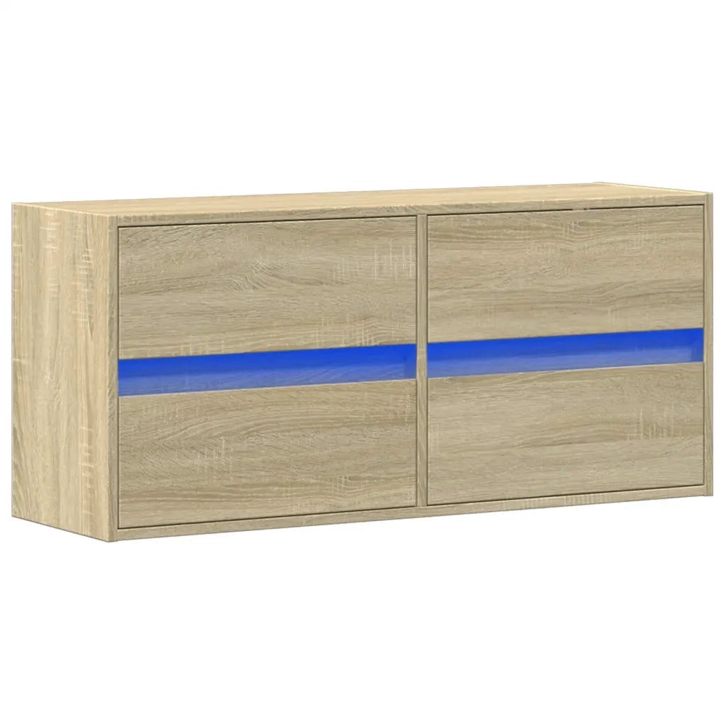 Mobile TV a Parete con Luci LED-Mobile TV a Muro Rovere Sonoma 100x31x45 cm 307755