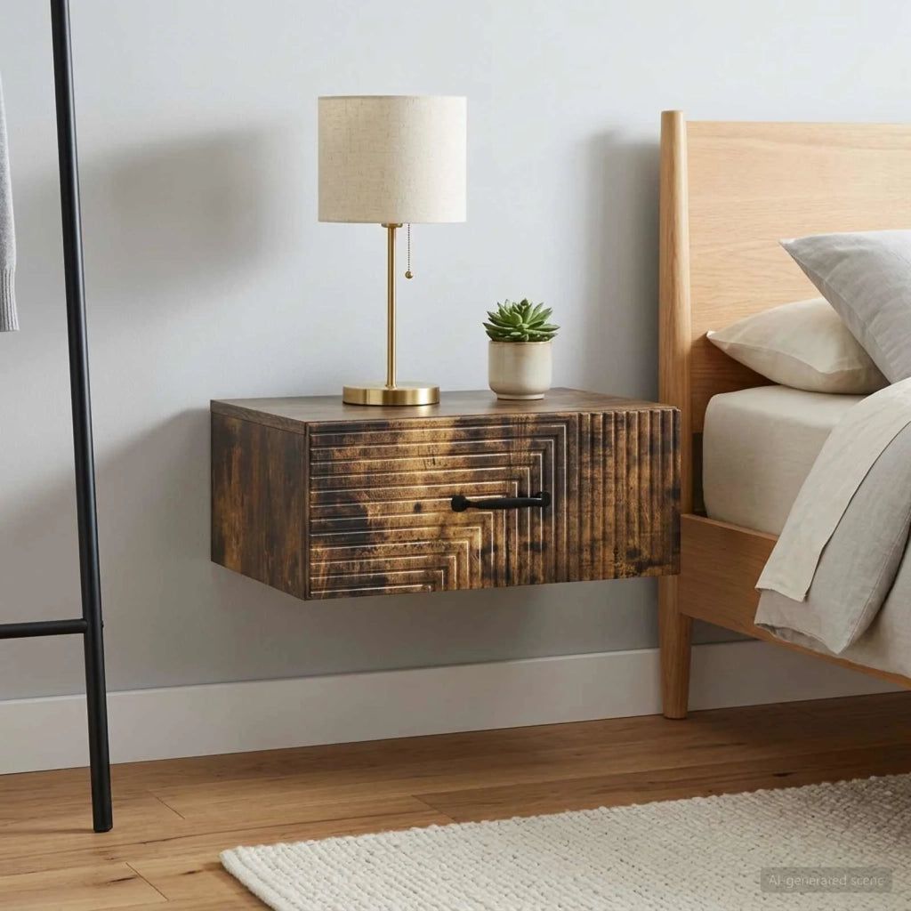 Mobiletto da notte a muro 2 pcs Rovere Fumo 49 x 34,5 x 20 cm 898626