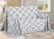 Telo Arredo Multiuso Linea Pensieri Delicati In Cotone Disegno Lovely Check - Matrimoniale - Grigio