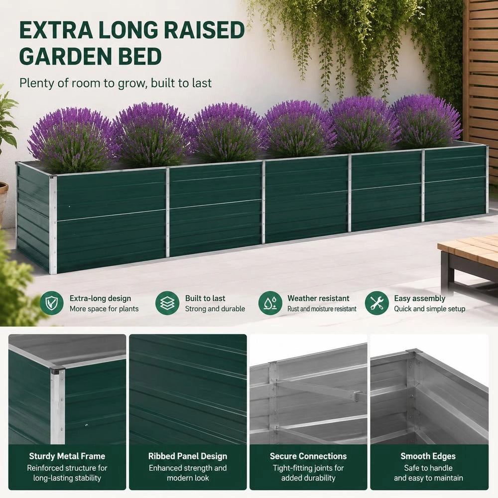 Garden Raised Bed Galvanized Steel 480x80x77 Cm Green