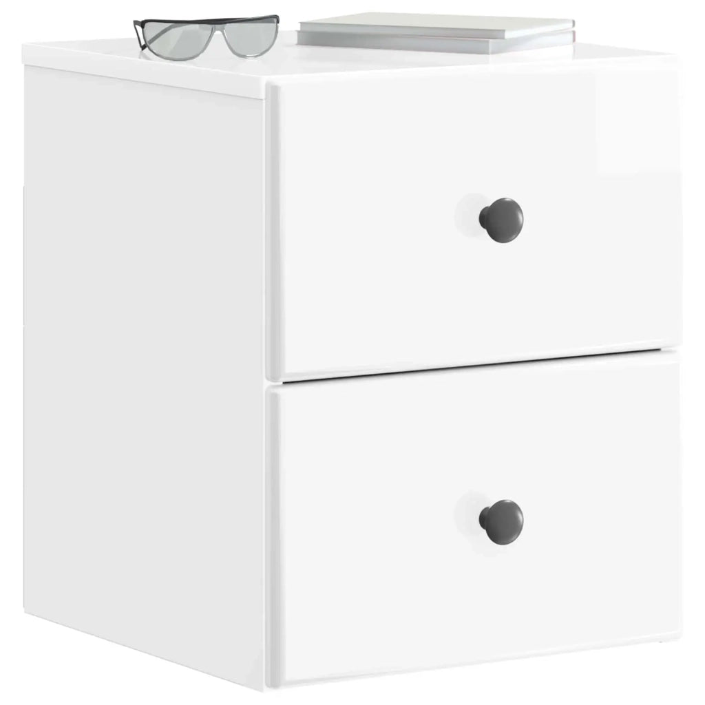Mobiletto da notte a muro 2 pcs Bianco Lucido 34,5 x 33 x 40 cm