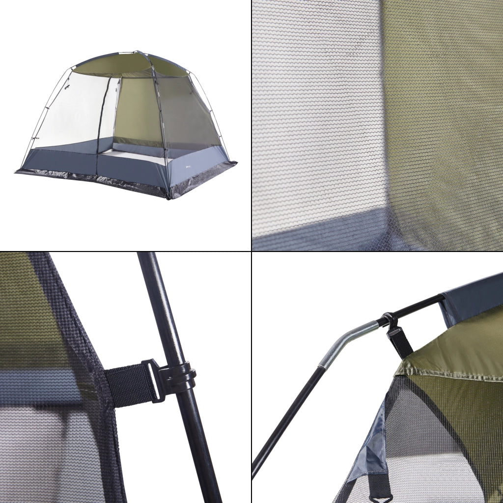 Gazebo da Giardino Beekdaelen con Zanzariere 305 x 305 x 213 cm Grigio / Verde Oliva pro.tec