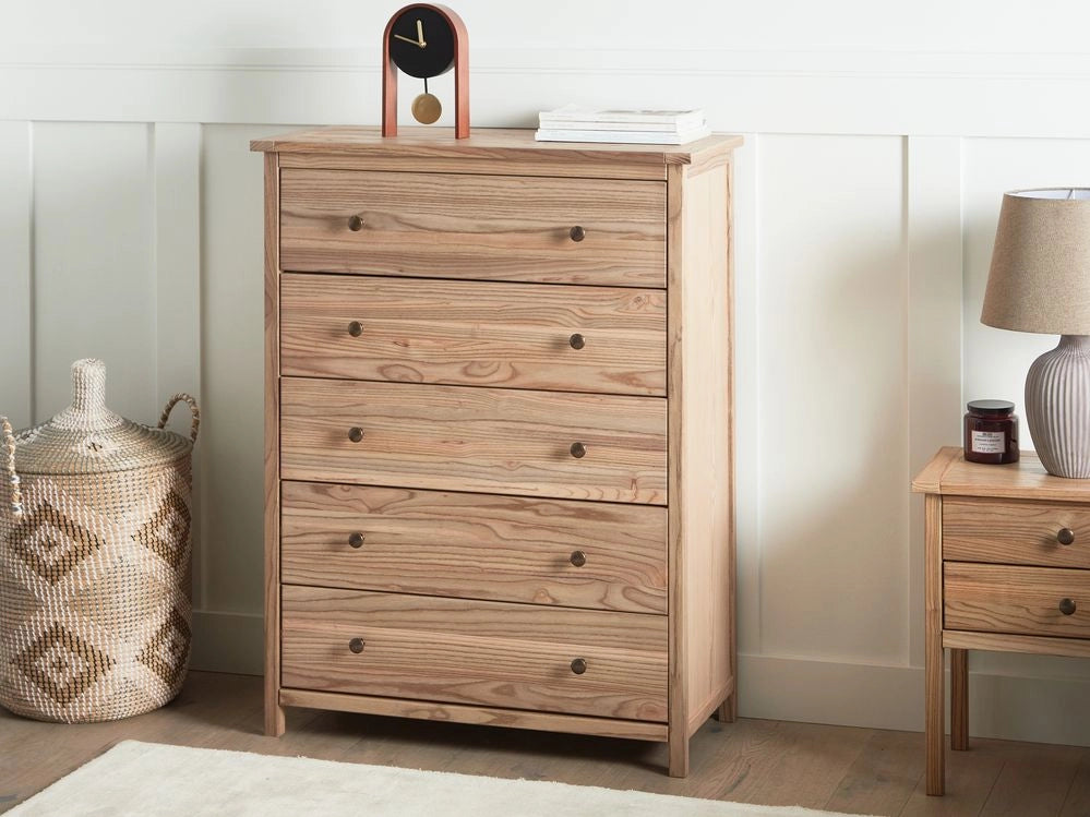 Credenza in legno con cassettiera 5 cassetti legno chiaro stile rustico