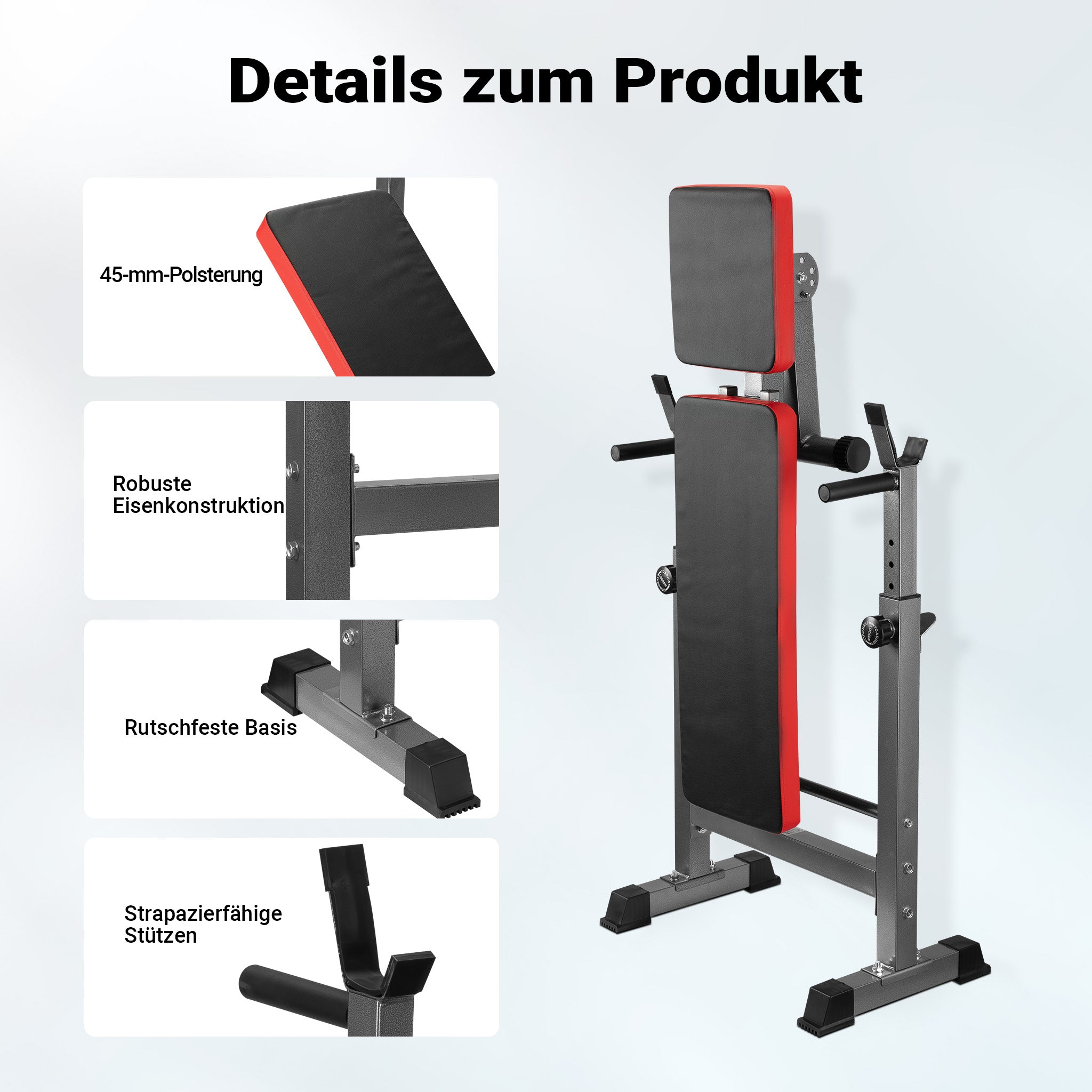 Panca per pesi pieghevole per max 230kg Panca fitness 2in1 inclinata e piana Porta bilanciere