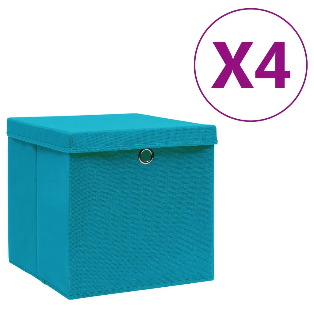 Contenitori con Coperchio 4 pz 28x28x28 cm Blu Baby cod mxl 43227