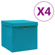 Contenitori con Coperchio 4 pz 28x28x28 cm Blu Baby cod mxl 43227