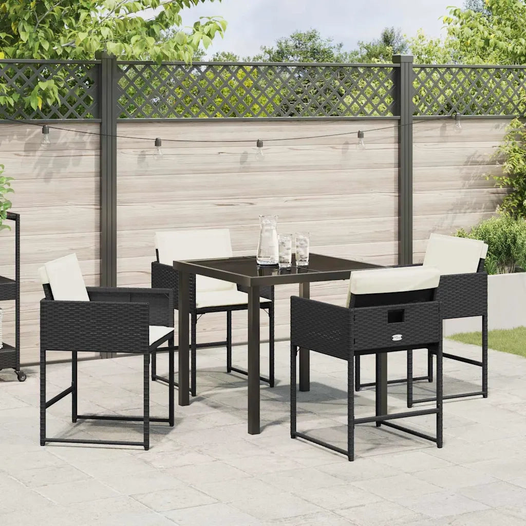 Set da Pranzo per Giardino 5 pcs Nero polyrattan 3380713