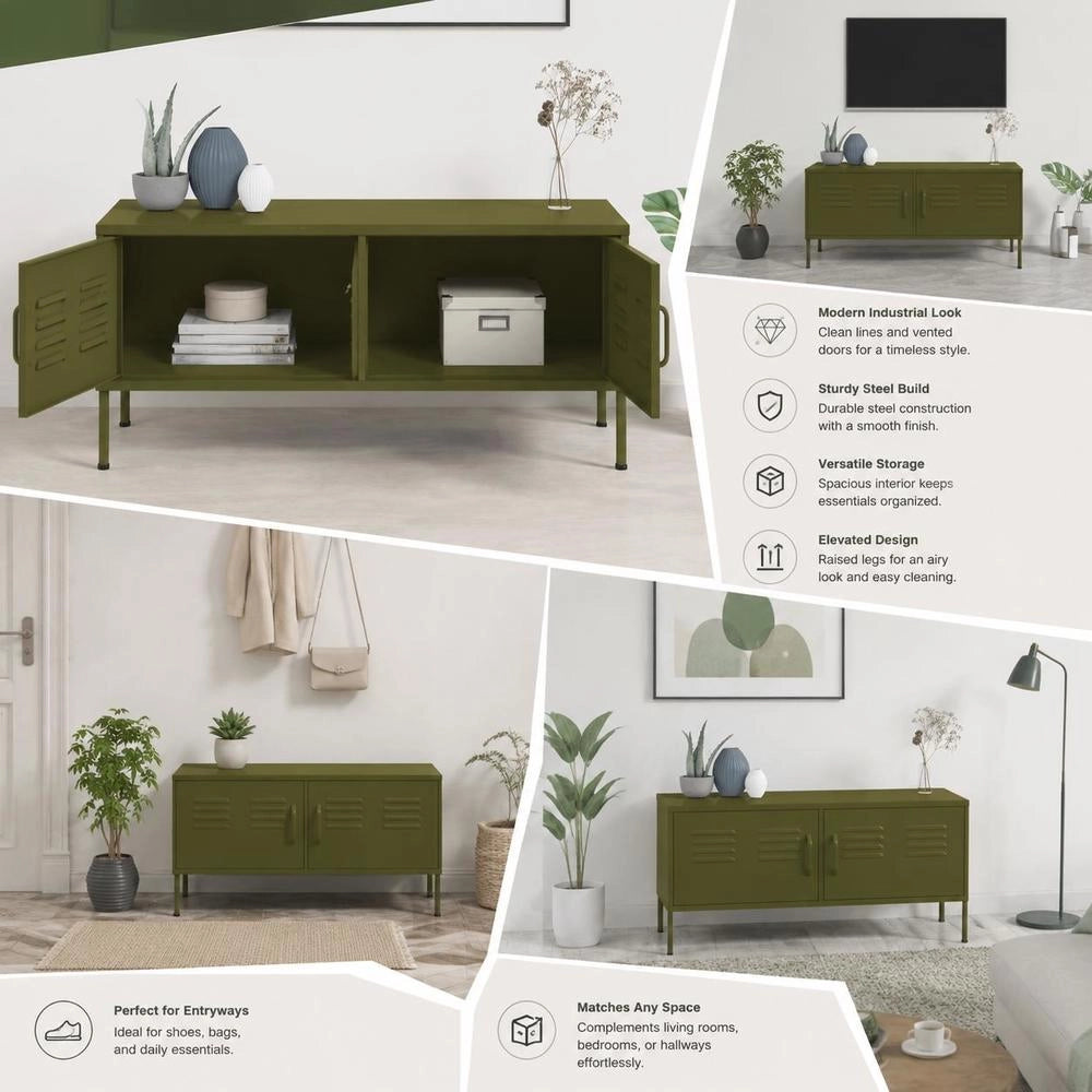 TV Cabinet Olive Green 105x35x50 Cm Steel