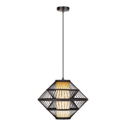 Lampada sospesa Japandi nera legno 1xE27 40cm Lucide