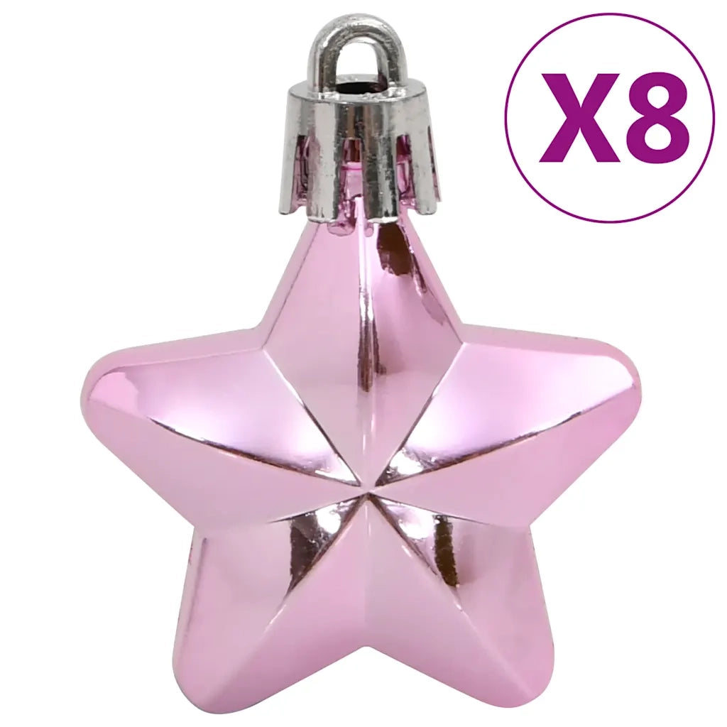 Set Palline di Natale 111 pz-Decorazioni natalizie Rosa in Polistirene