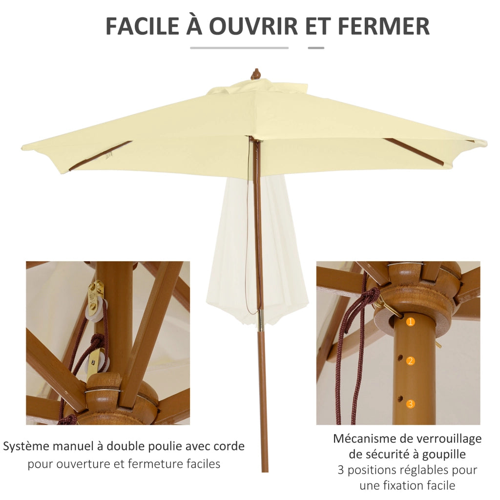 Ombrellone da Giardino Doppio Tetto Esagonale ¨C zephmum ¨C Bamb¨´ Crema ? 2,5 x 2,3H m