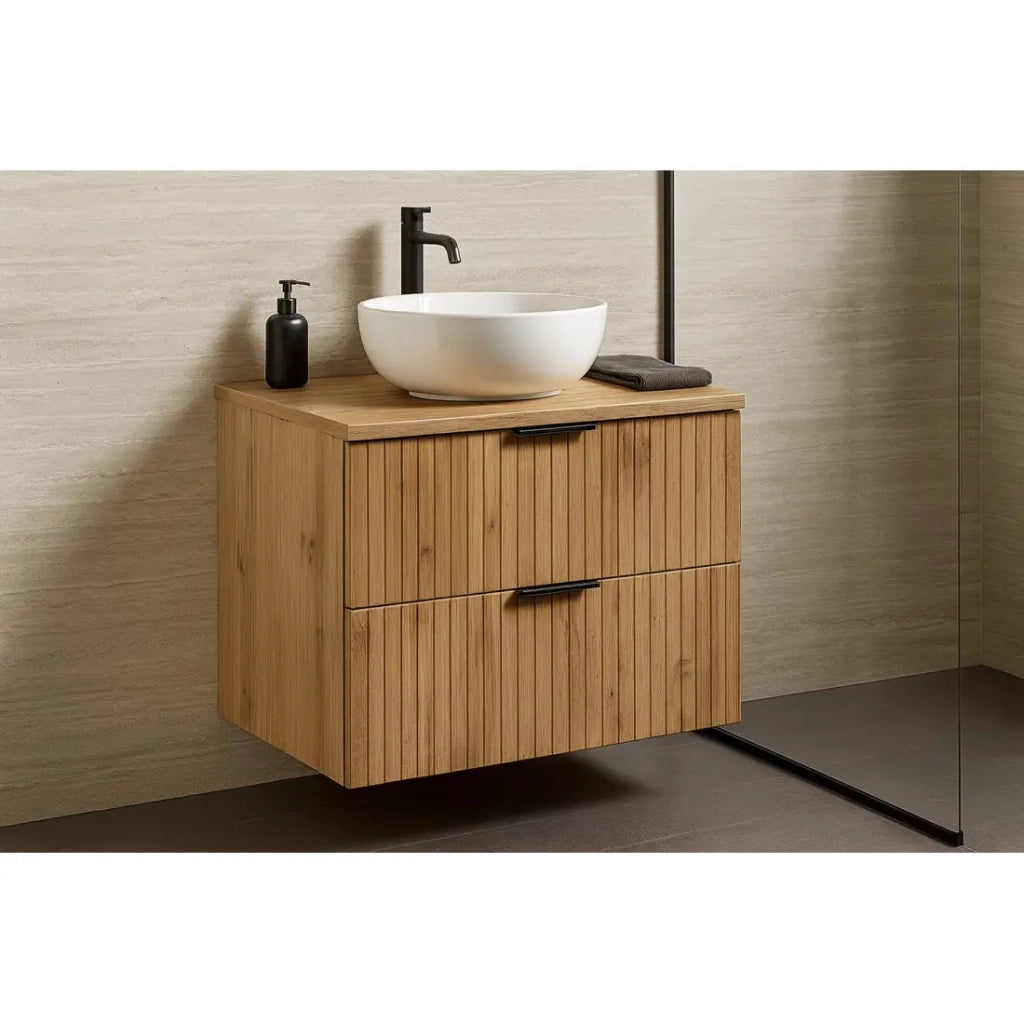 Set da bagno NOXERA 60 cm – Rovere wotan – Mobile sottolavabo con piano per lavabo