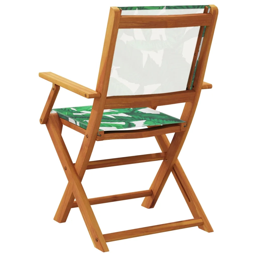 Sedie da Giardino Pieghevoli 8pz Verde Tessuto e Legno Massello 3214588
