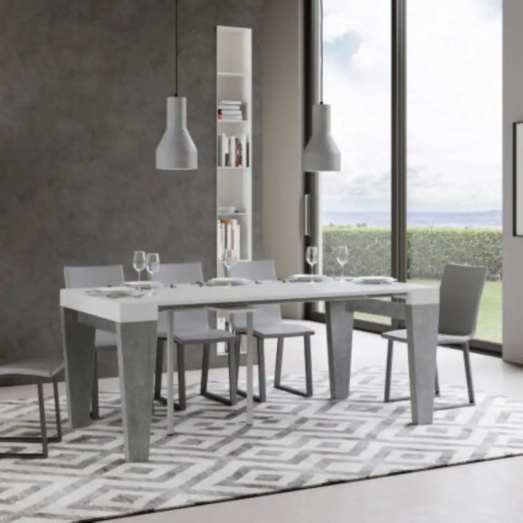 Consolle allungabile 90x40/300 cm Spimbo Mix piano bianco frassino - struttura cemento