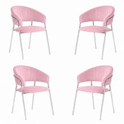Sedie da pranzo set da 4 Aurelia in velluto rosa con gambe in ferro cromato