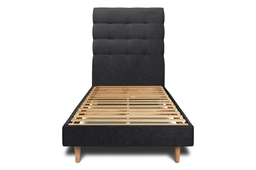 Letto 90x200 cm con testata imbottita - Tessuto Tela opaca