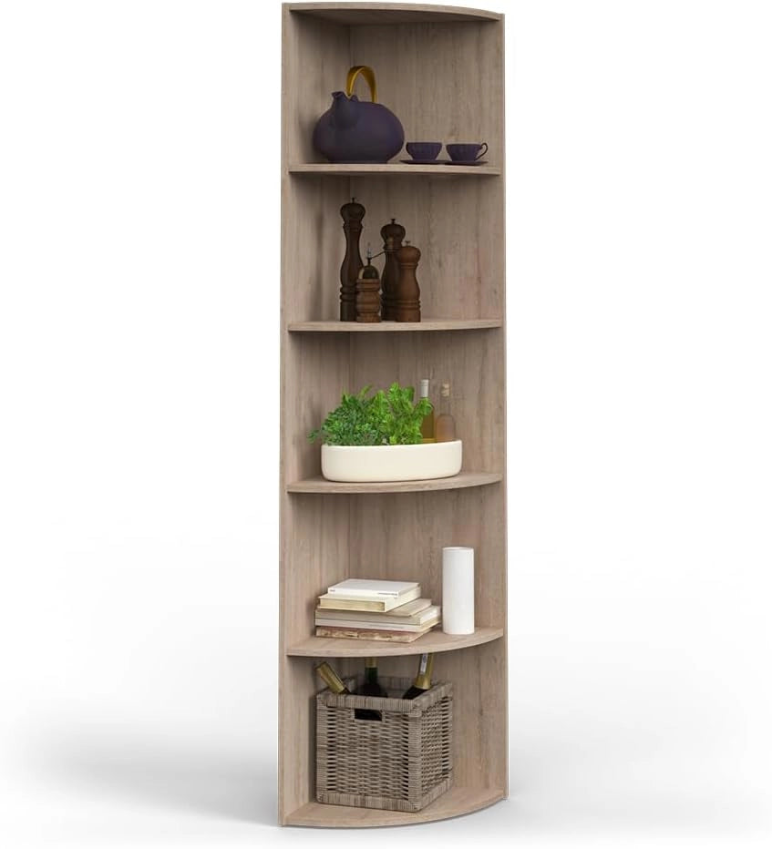 Libreria angolare da terra Ecki, Sonoma, 40 x 180 cm, per montaggio a parete con tre ripiani aperti