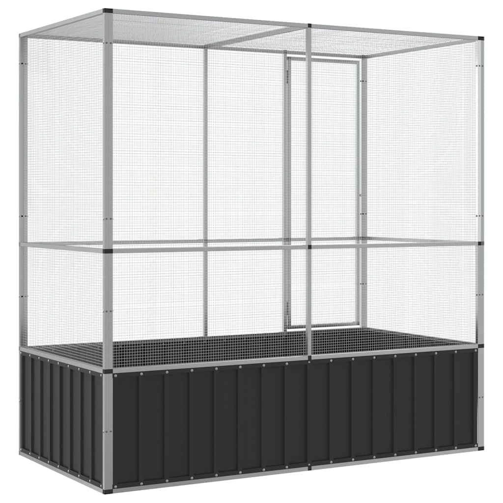 Voliera in gabbia argentata 210,5 x 107 x 212 cm acciaio Argento 02_0045638