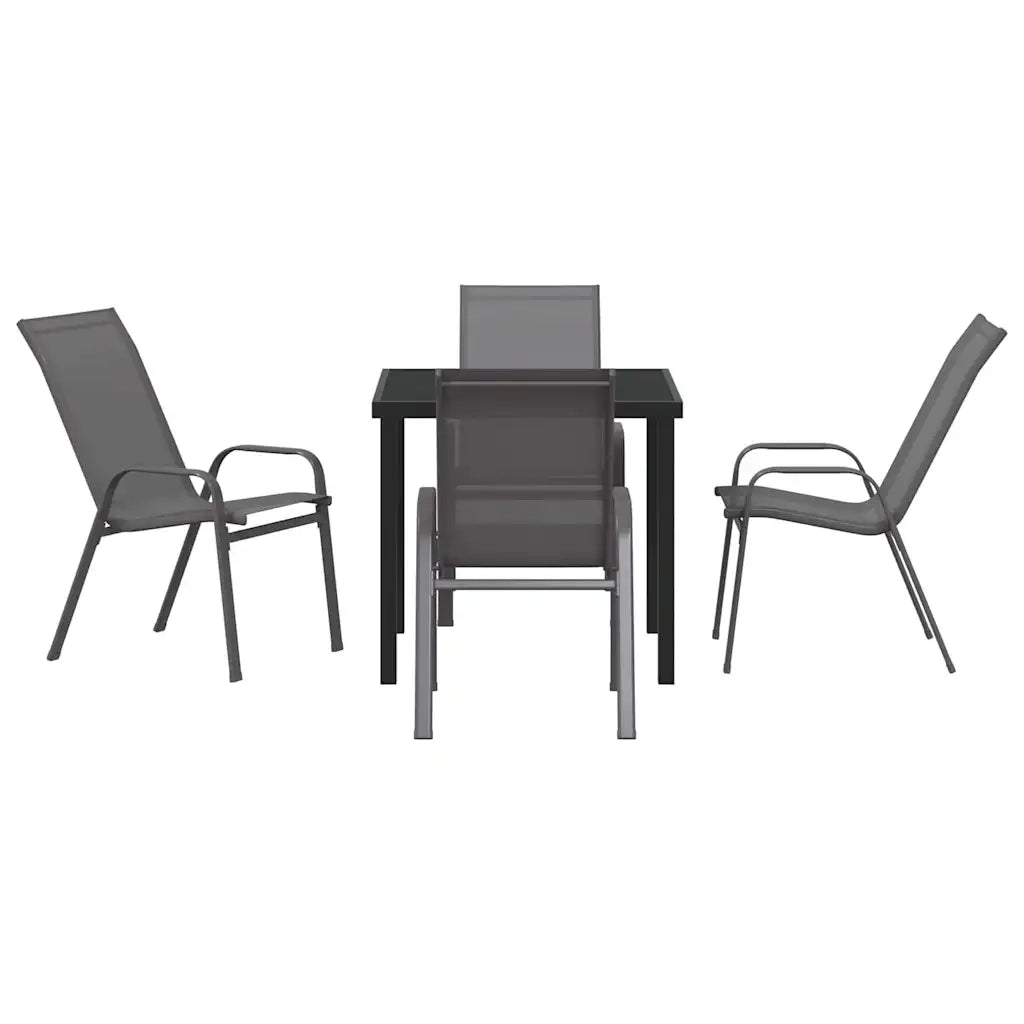 Set da Pranzo per Giardino 5 pcs Grigio e Nero 3379122