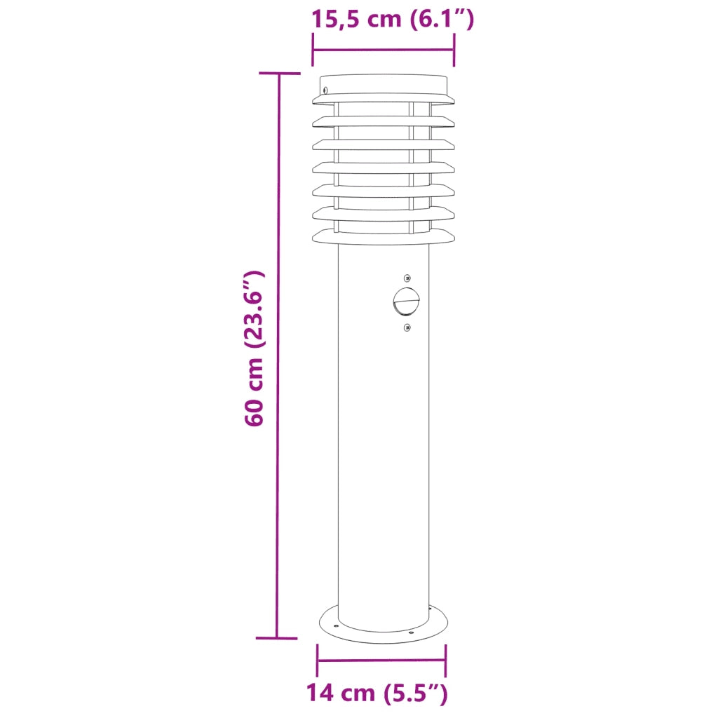 Lampada da Terra per Esterni Sensore Nera 60 cm in Acciaio CFW7483807