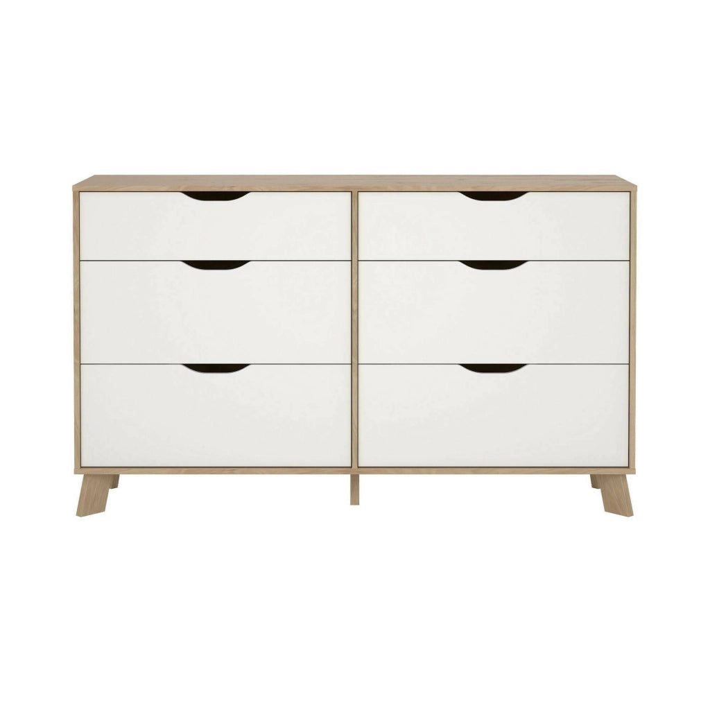 Credenza Chito, Buffet da soggiorno, Madia da salotto, Dispensa da cucina, 156x40 h92 cm, Rovere e Bianco