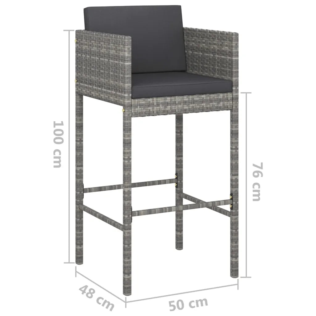 Set da Bar da Giardino 5 pz | Set Salotto da Giardino con Cuscini in Polyrattan Grigio