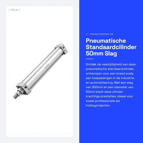 Cilindro pneumatico standard - 50mm di diametro - doppio effetto - adatto a diverse applicazioni - 300mm di corsa - robusto e affidabile - I...