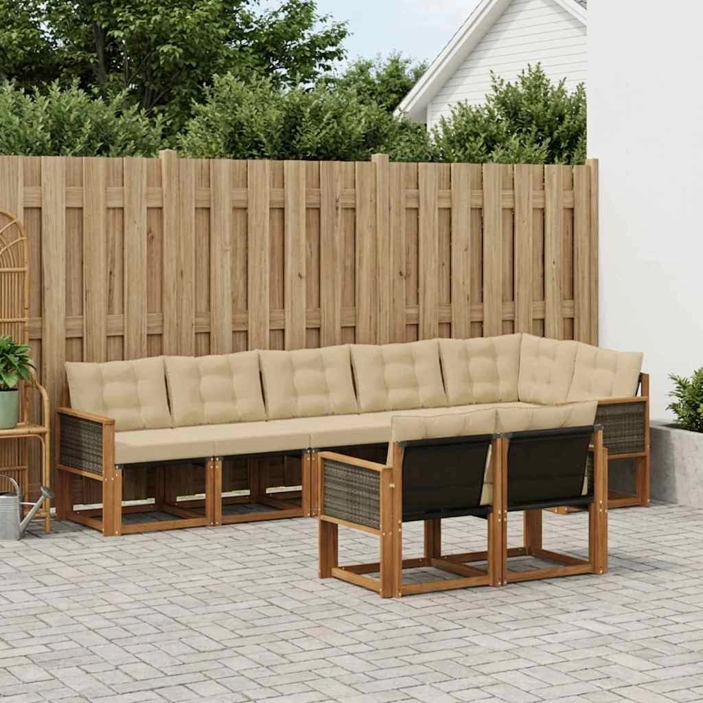 Set di divani da esterno 8 pz Naturale e Beige 3382029