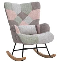 Sedia a dondolo con poggiapiedi e cuscino lombare, design ergonomico, Colorato