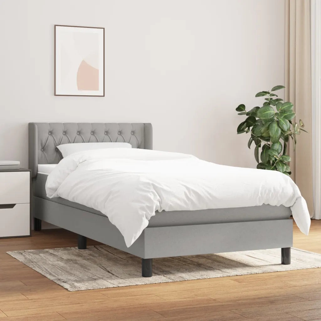 Giroletto a Molle con Materasso Grigio Chiaro 90x200 cm Tessuto 3129921