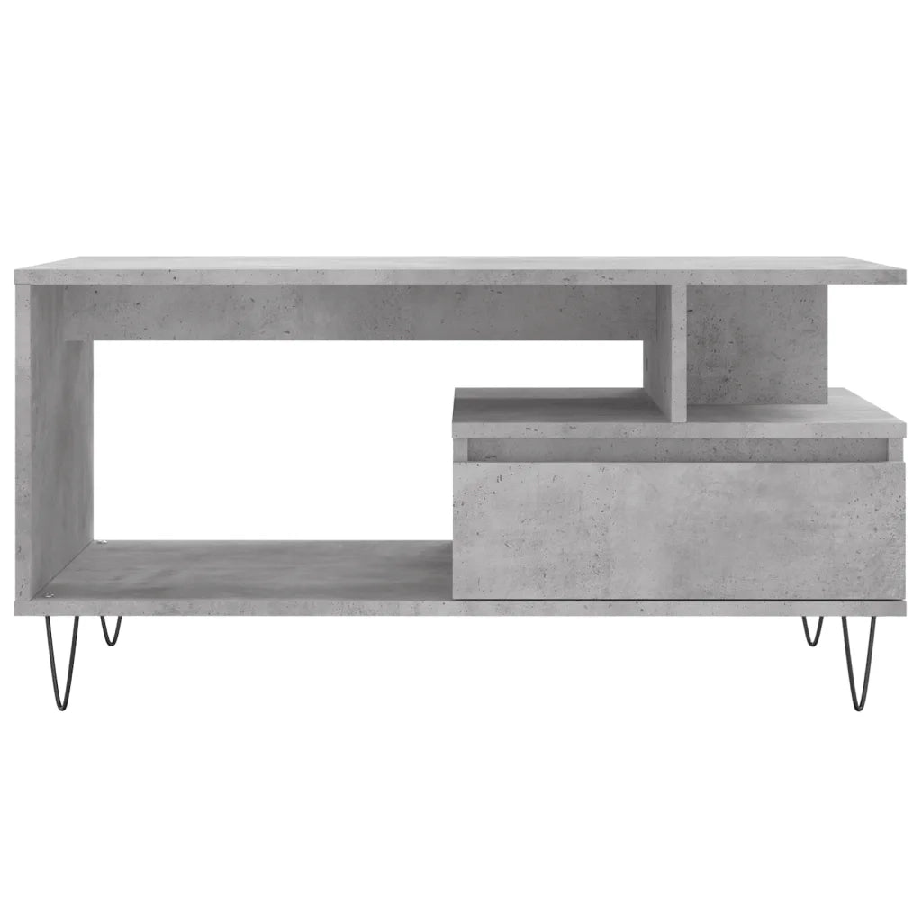 Tavolino Salotto-Tavolino da Soggiorno Grigio Cemento 90x49x45 cm Legno Multistrato