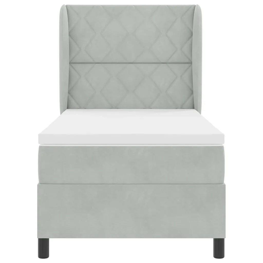 Letto a molle con materasso Grigio chiaro 200 x 100 cm Velluto 3340970