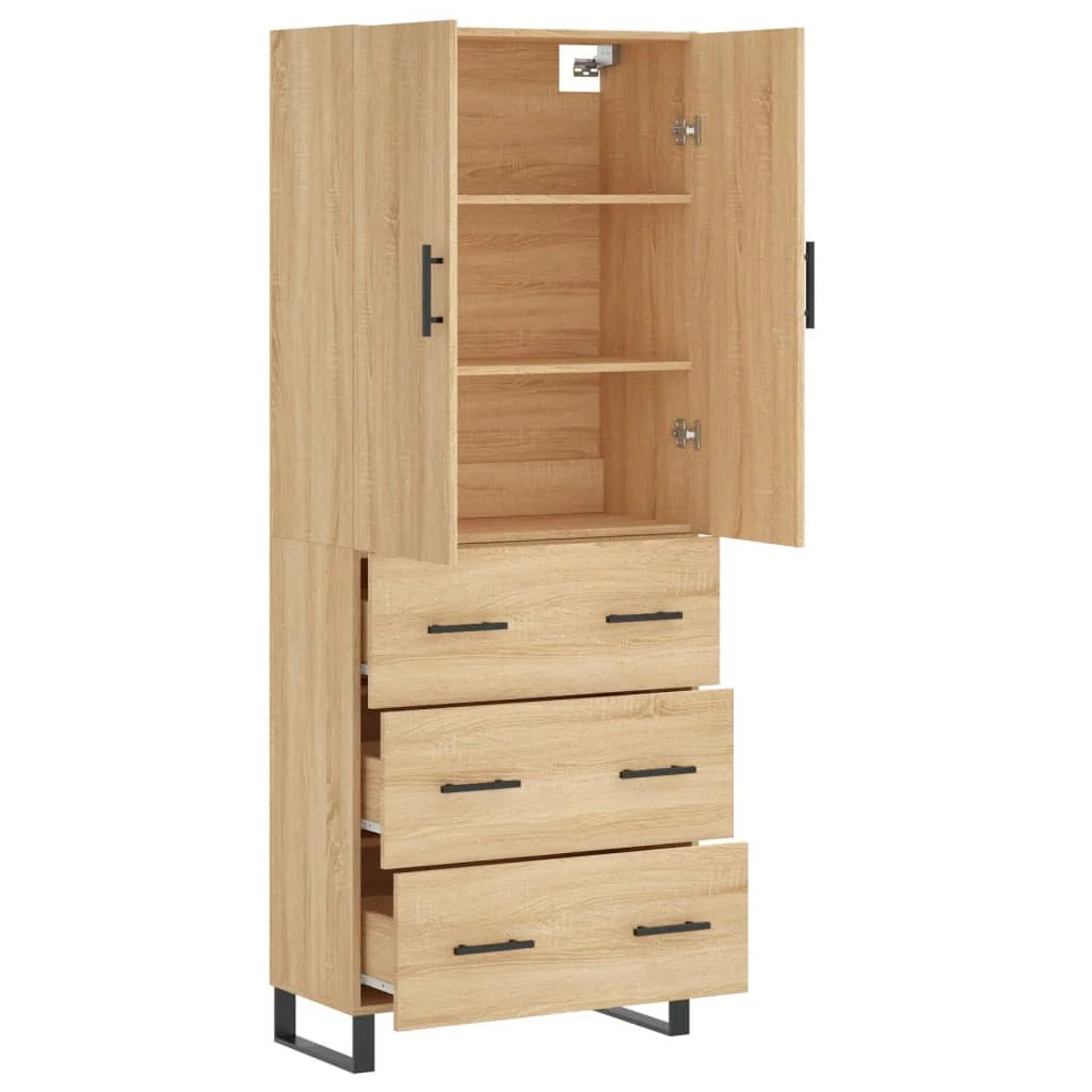 Buffet credenza cassettiera armadio mobile contenitore organizer cucina soggiorno salotto rovere Sonoma alto 69,5 x 34 x 180 cm legno ingegnerizzato marrone 02_0034105