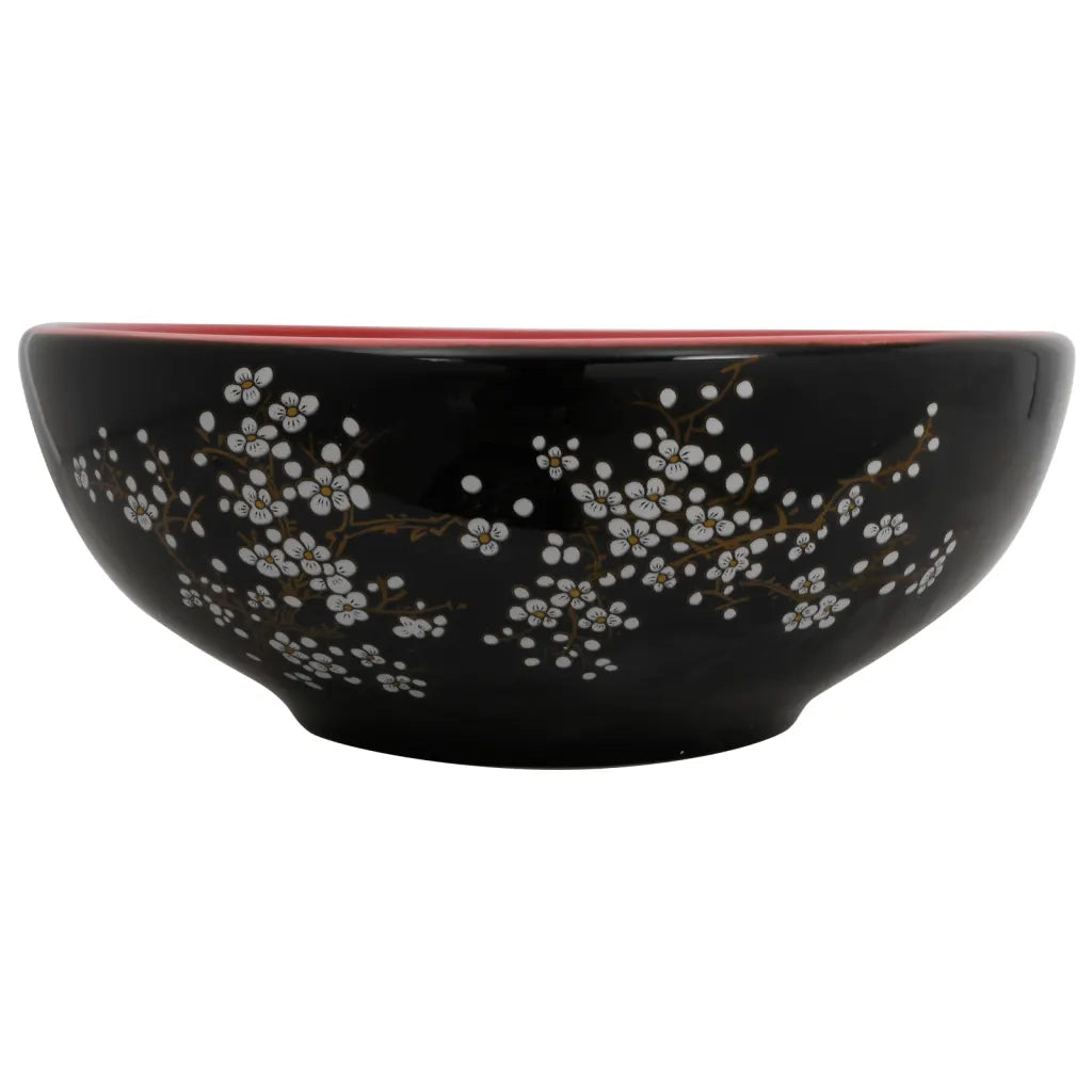 Lavabo da Appoggio Nero e Rosso Rotondo ¦µ41x14 cm Ceramica CFW2875939