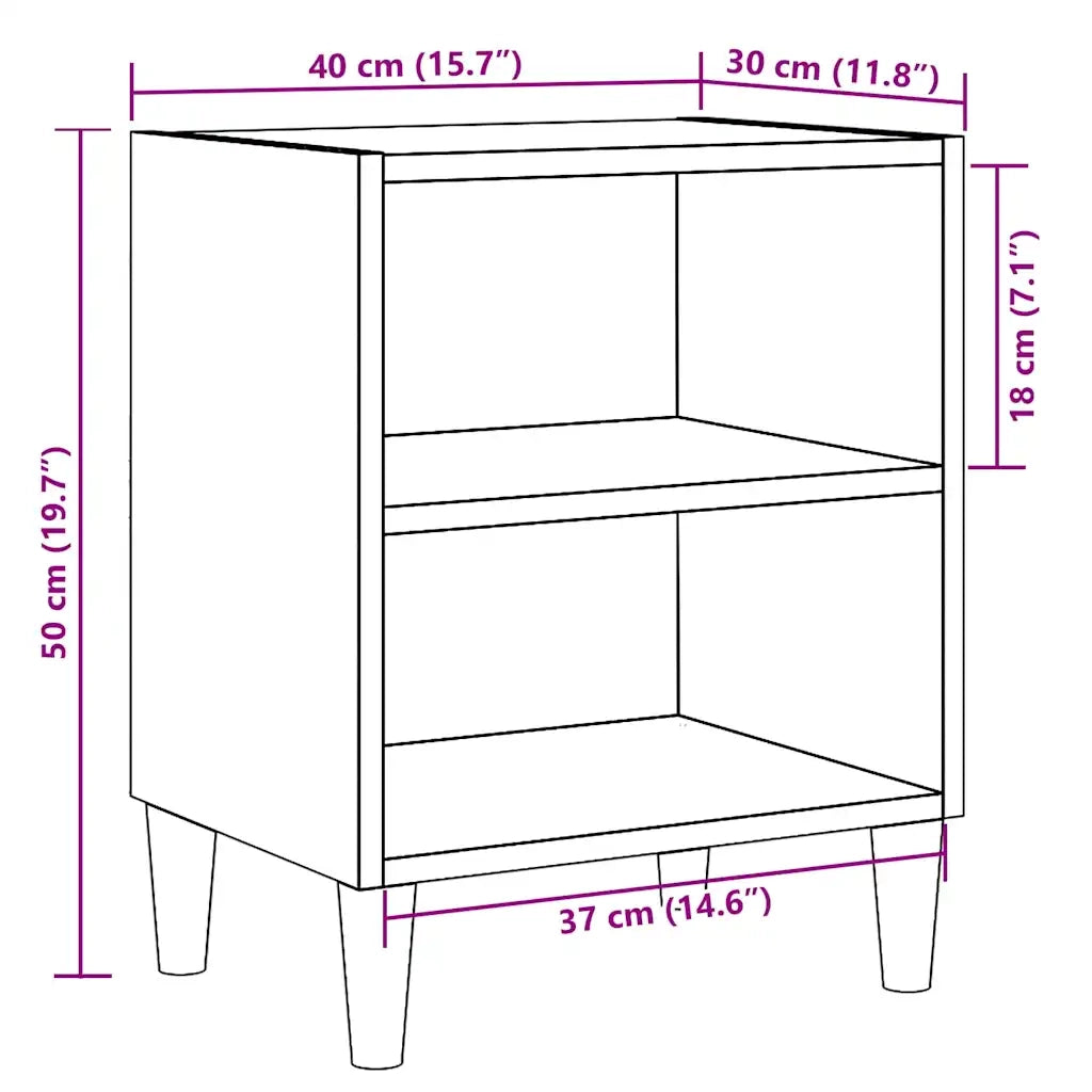 Comodini 2 pz-Set di 2 Tavolino da notte Legno Vecchio 40x30x50 cm in Legno Multistrato
