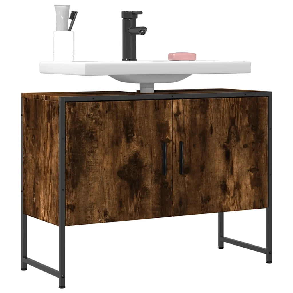 Mobile Lavabo Bagno Rovere Fumo 60x30x60 cm Legno Multistrato 842463