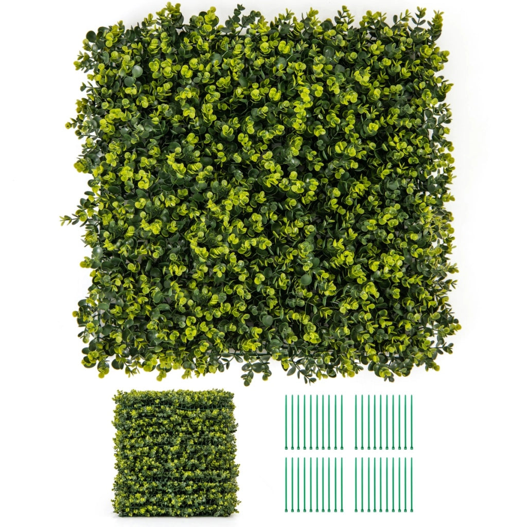 Set di 12 pannelli di siepe artificiale per pareti da giardino, Pannelli decorativi da 50 x 50 cm Verde-Decorazioni da giardino