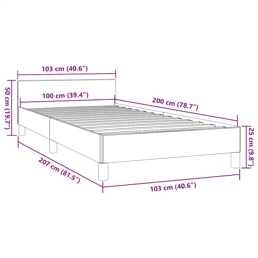 Giroletto con Testiera senza Materasso-Struttura Letto Blu 100x200 cm Tessuto