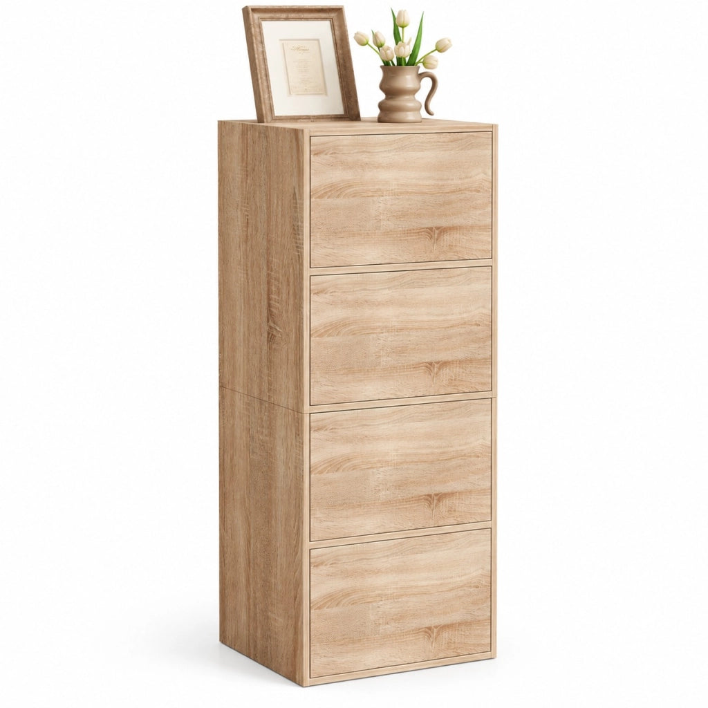 Armadietto a colonna da 120 cm in rovere chiaro Sonoma, 4 ante, per la casa e l’ufficio
